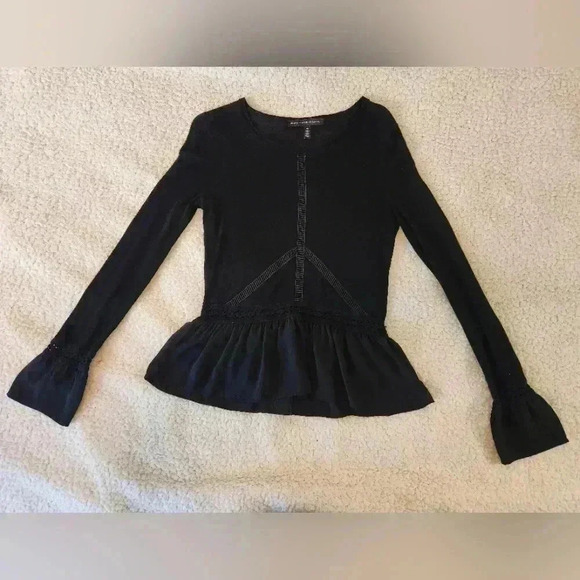 White House Black Market Black Bell Sleeve Peplum Top, size xs - Picture 5 of 11